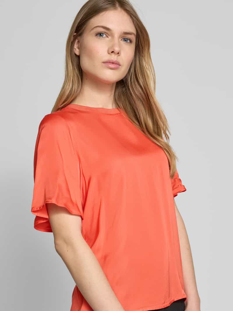 comma T-shirt met geribde ronde hals