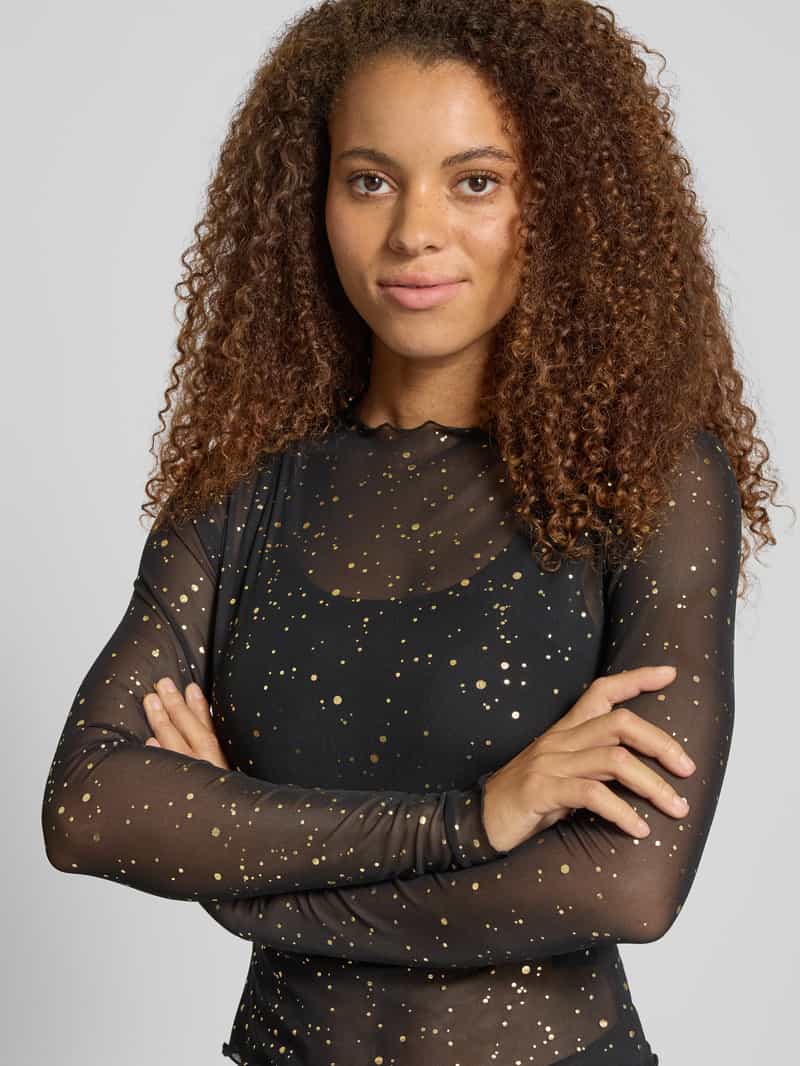 Noisy May Shirt met lange mouwen en ronde hals model 'STAR FOIL'