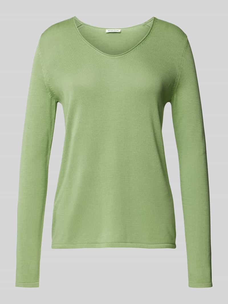 Tom Tailor Regular fit gebreide pullover van katoenmix met V-hals