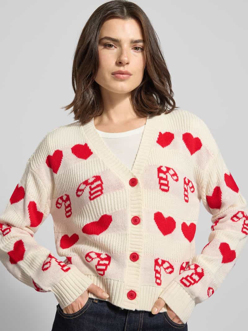 Vero Moda Gebreid jack met kerstmotief model 'CANDYHEARTS'