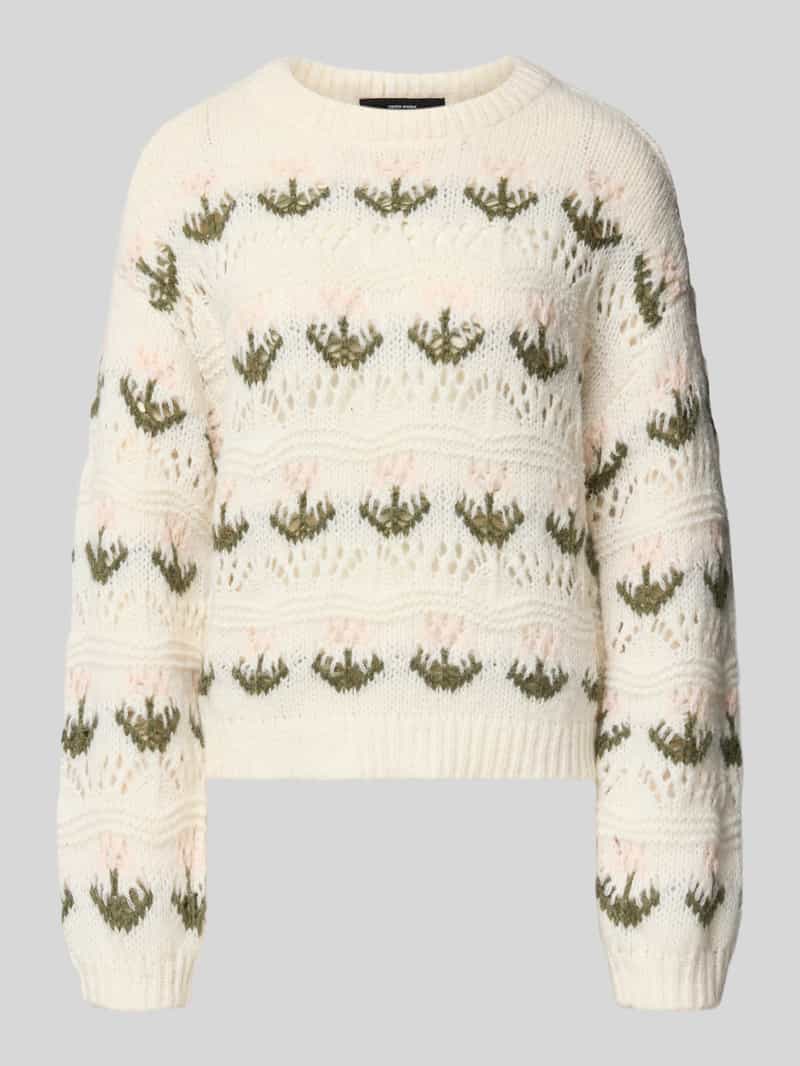 Vero Moda Regular fit gebreide pullover met broderie anglaise model 'IDELLE'