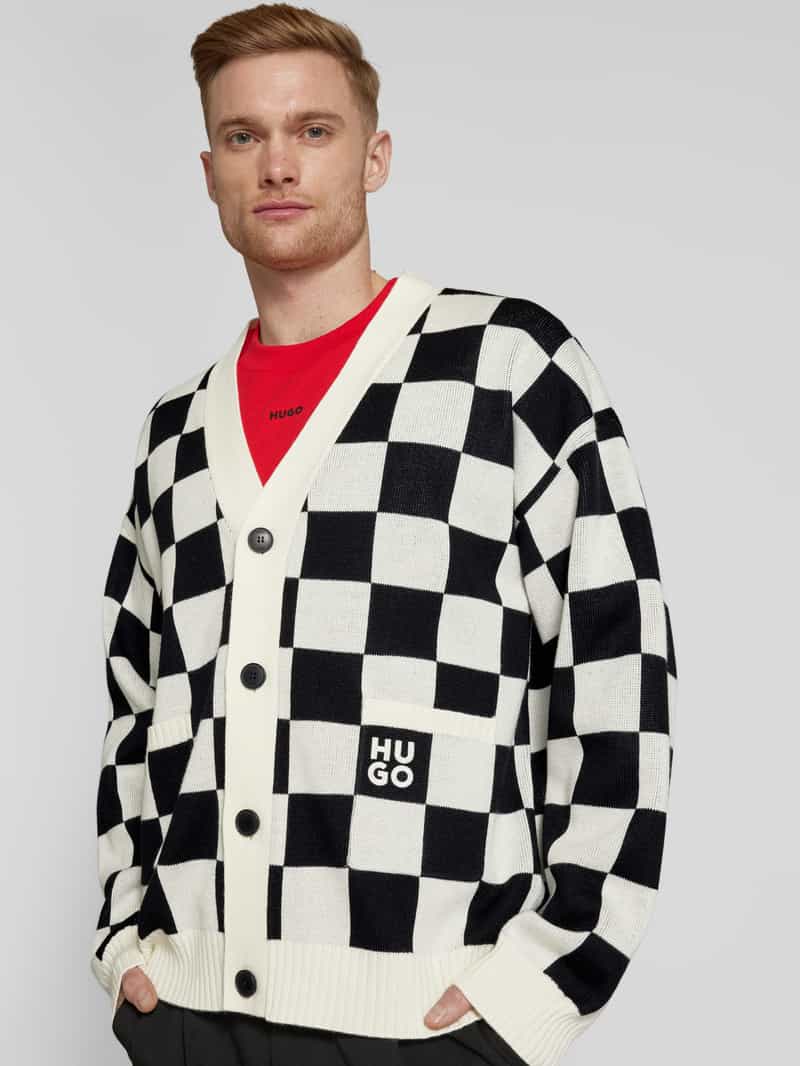 HUGO Gebreid jack met labelstitching model 'Skeeches'