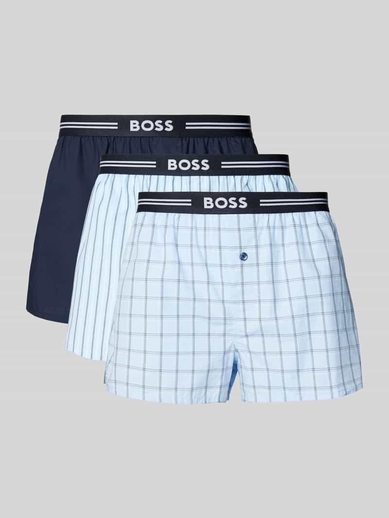 Boss Boxershort met elastische band met label in een set van 3 stuks
