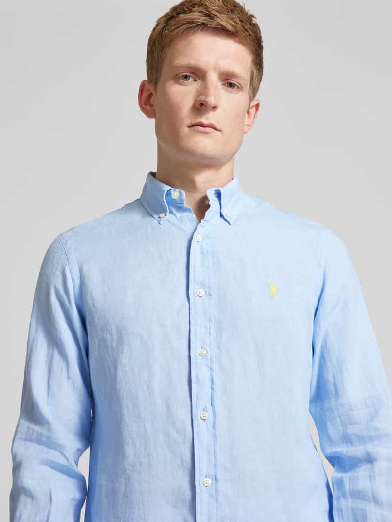 Polo Ralph Lauren Custom fit linnen overhemd met labelstitching