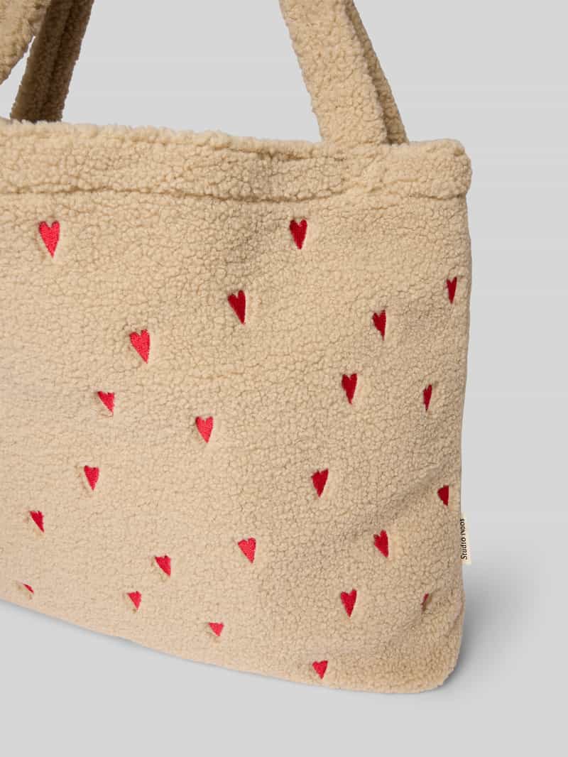 STUDIO NOOS Tote bag met all-over motiefstitching model 'Mom'