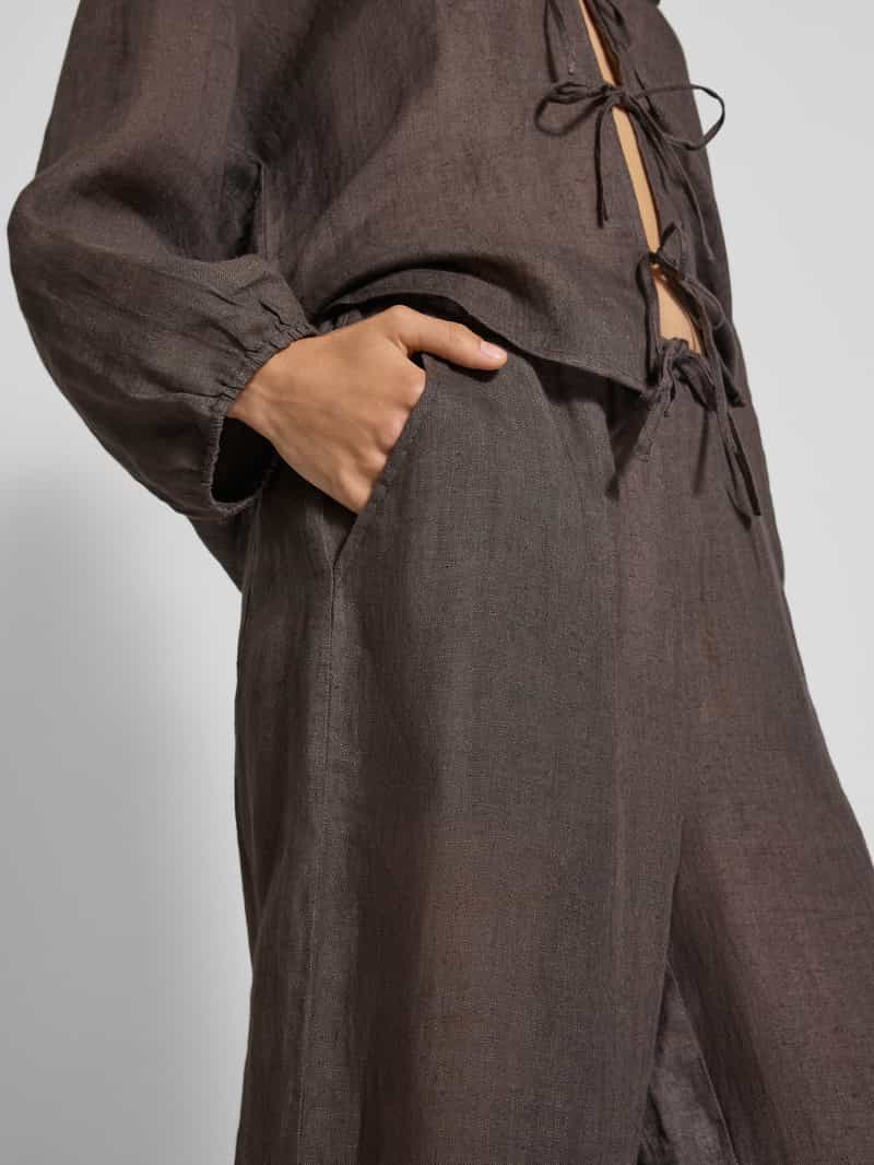 Christian Berg Woman Wide leg linnen broek met steekzakken
