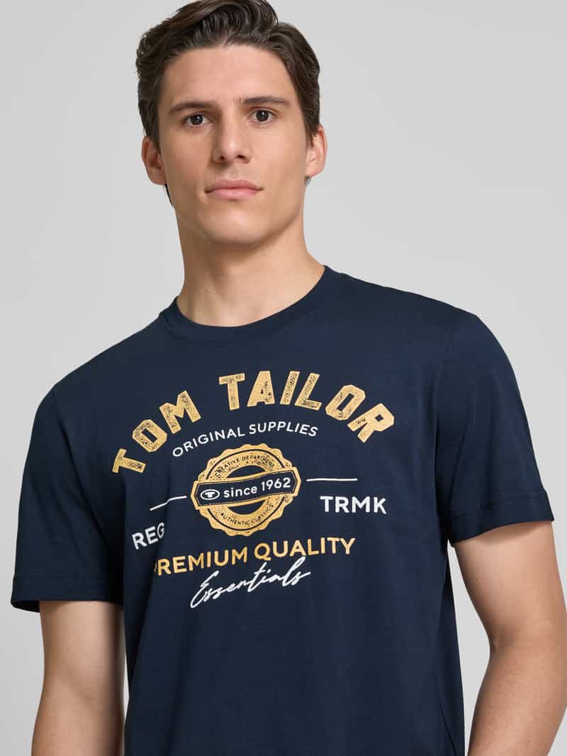 Tom Tailor Regular fit T-shirt van puur katoen met labelprint