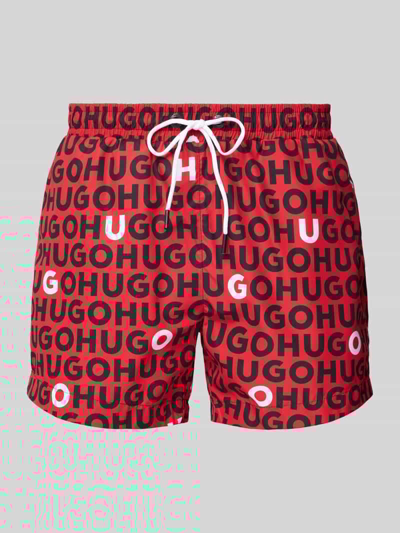 HUGO underwear Zwembroek Tortuga met allover logo-tekst