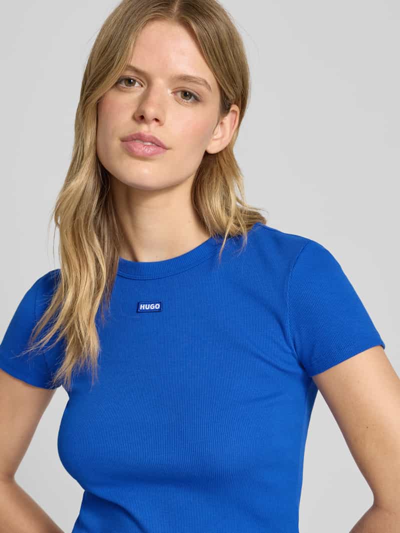 Hugo Blue Kort T-shirt met labeldetail