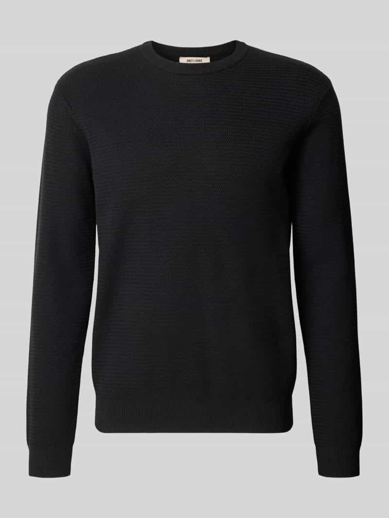 Only & Sons Gebreide pullover van viscosemix met jacquardstructuur en ronde hals