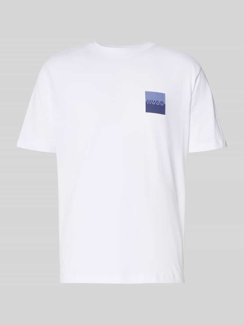 HUGO T-shirt met labelprint en ronde hals model 'Dapusi'