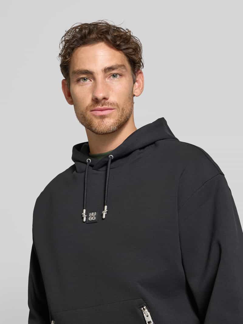 HUGO Hoodie van katoenmix met logo-applicatie model 'Dargenhood'