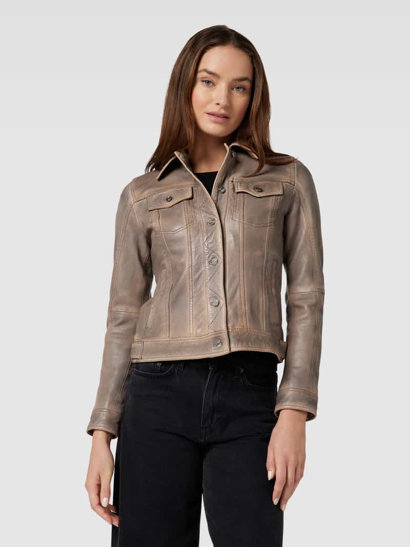 Leren jack met platte kraag Jilani