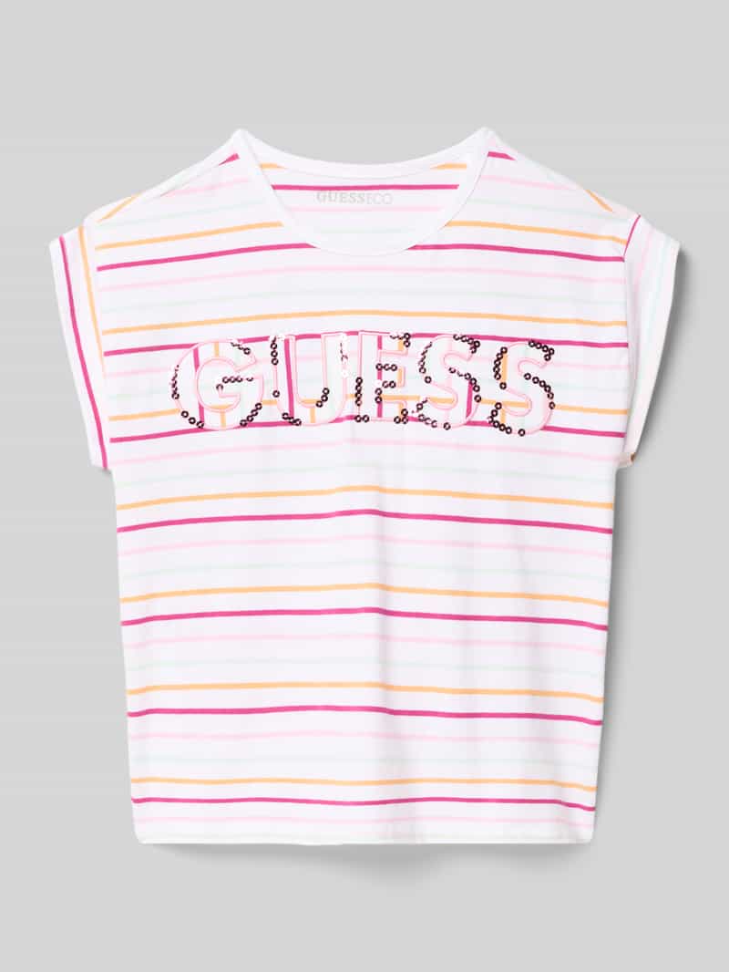 T-shirt met logostitching en met pailletten