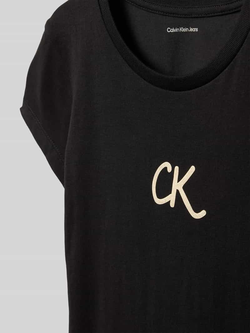 Calvin Klein Jeans Slim fit T-shirt met logoprint en ronde hals