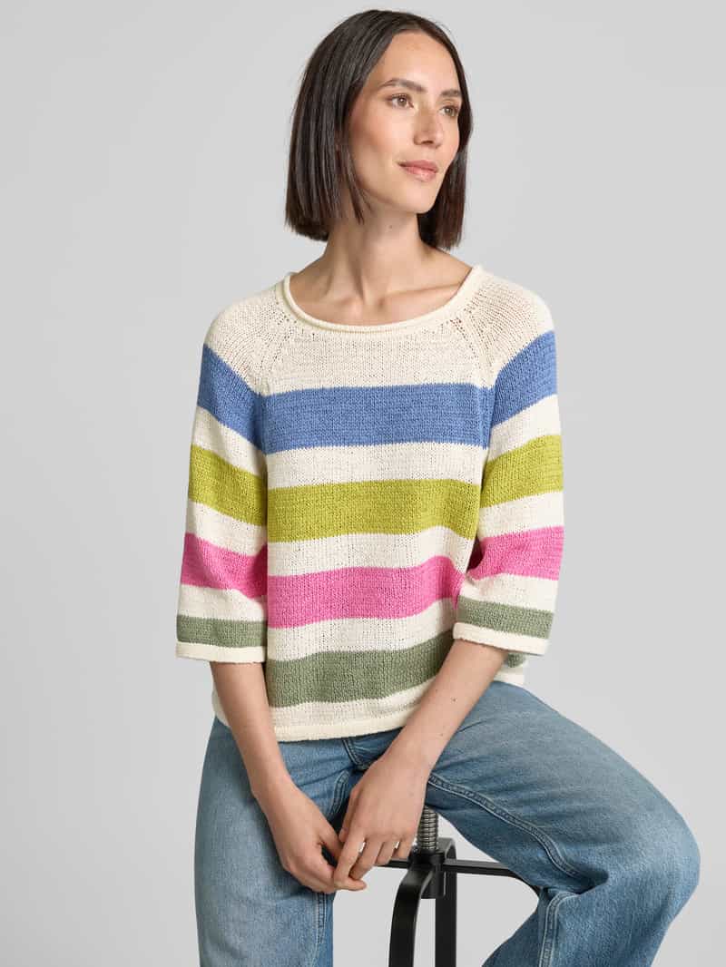 Oui Gebreide pullover van katoenmix