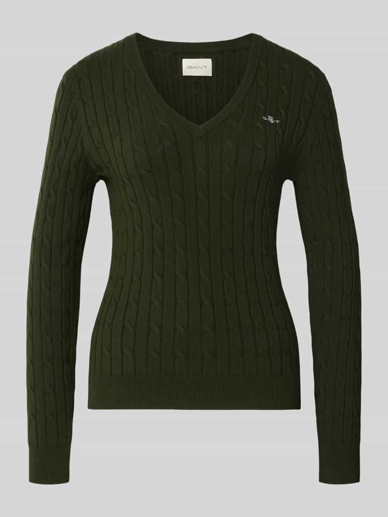 Gant Gebreide pullover met V-hals en logostitching