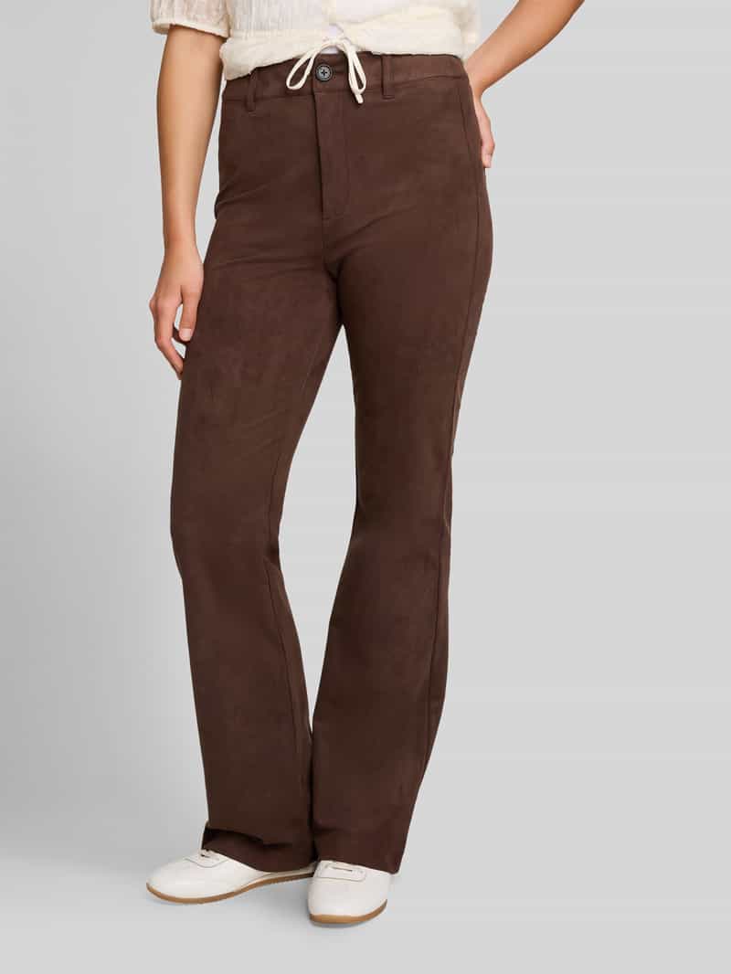 Tom Tailor Denim Regular fit leer- imitatieleren broek met achterzakken