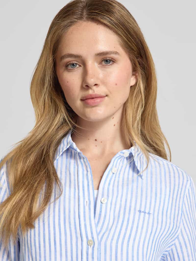 Gant Regular fit linnen overhemdblouse met logostitching