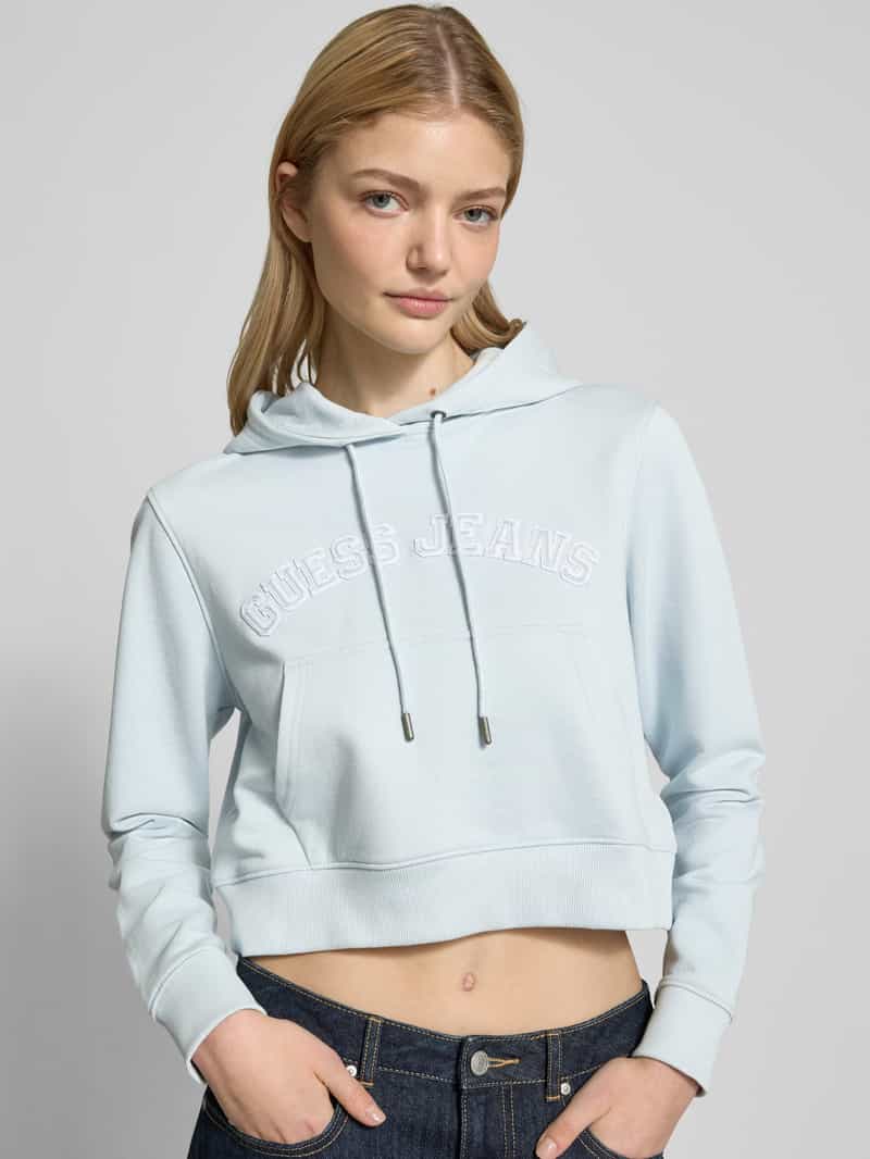 Guess Jeans Korte hoodie met labelbadges