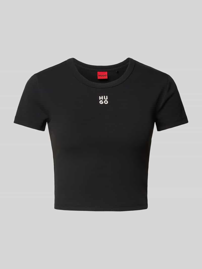 HUGO Kort T-shirt met labelstitching model 'Delanor'