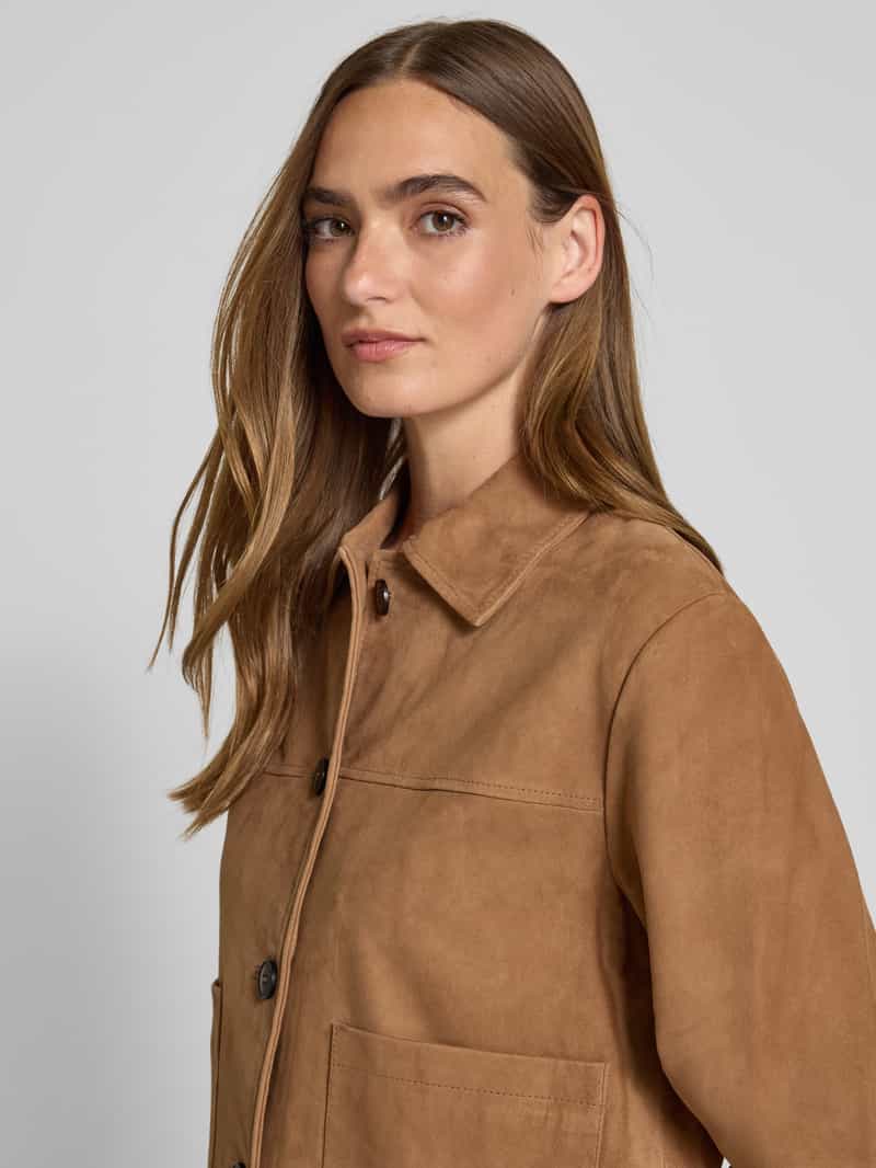 Christian Berg Woman Selection Leren jack met knoopsluiting