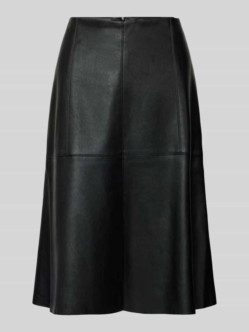 s.Oliver BLACK LABEL Knielange rok in kunstleerlook