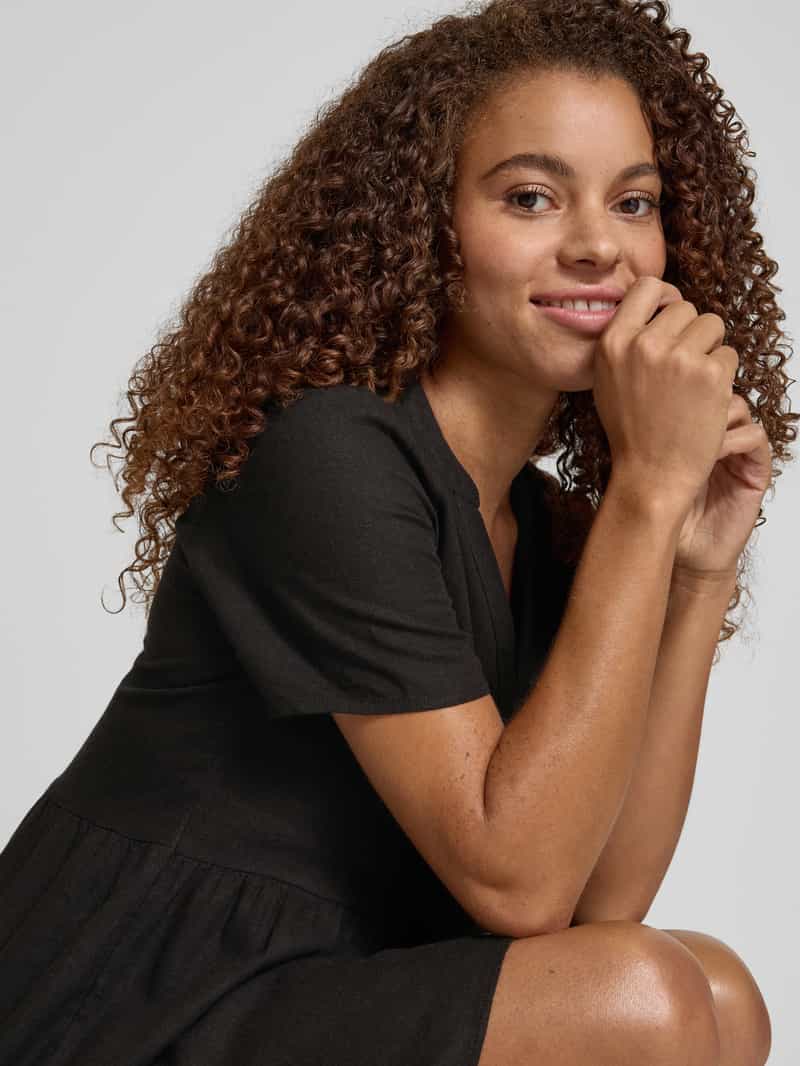 Only Comfort fit vrijetijdsjurk van mix van viscose en linnen model 'TIRI-CARO'