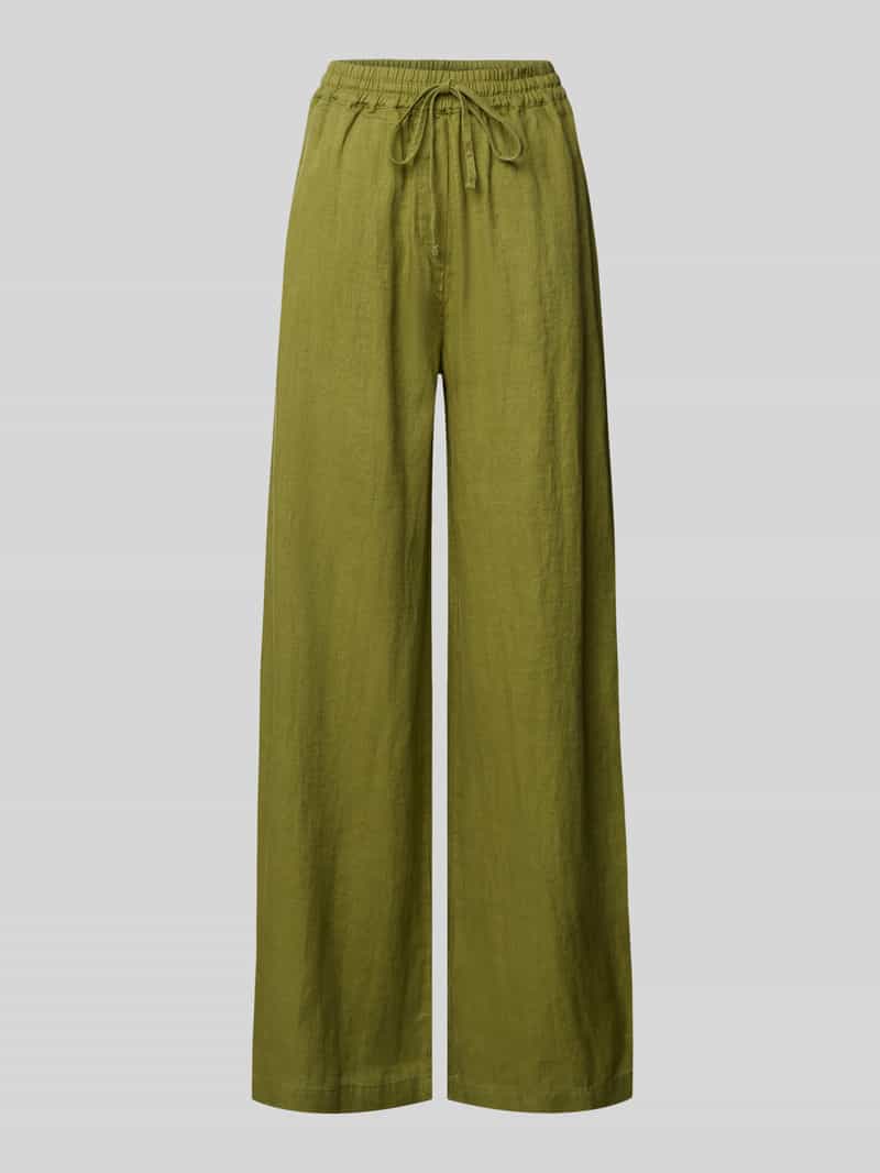 Emily Van den Bergh Wide leg linnen broek met elastische band