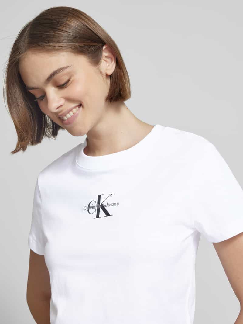 Calvin Klein Jeans T-shirt met labelstitching en ronde hals