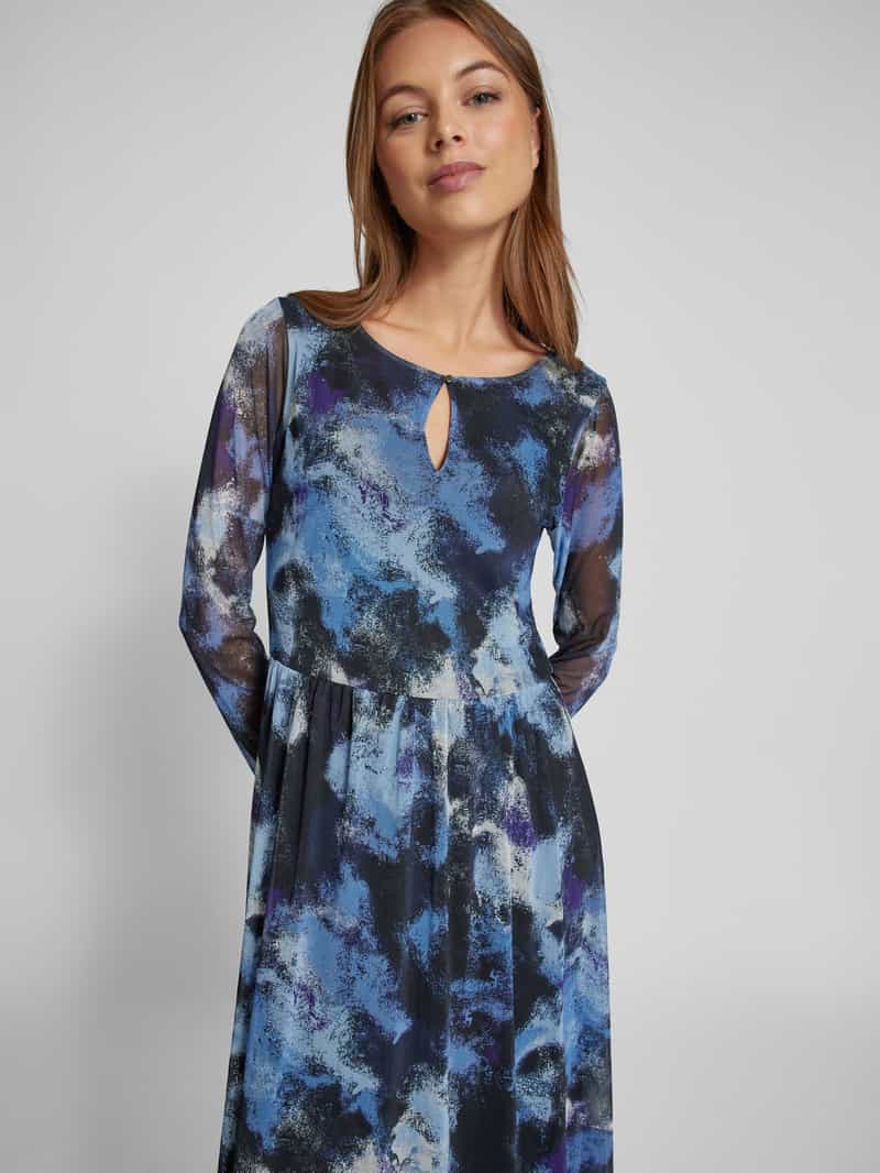 Tom Tailor Midi-jurk in A-lijn van mesh met abstract motief