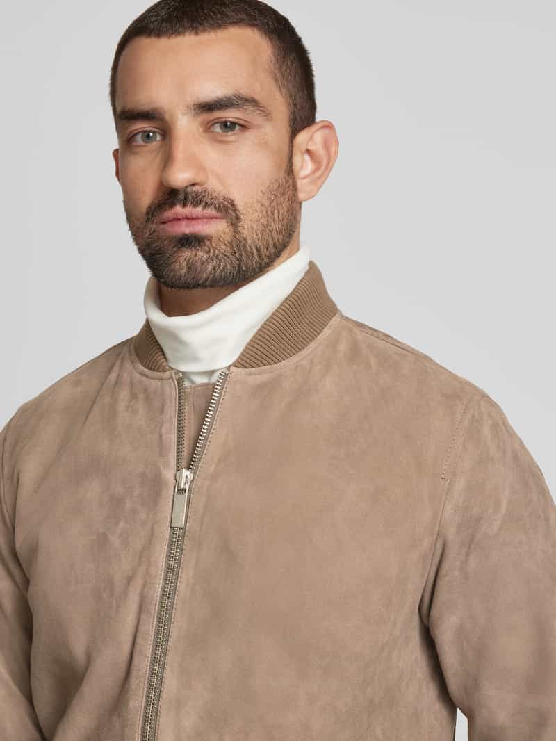 Selected Homme Regular fit bomberjack van echt geitenleer model 'ARCHIVE'
