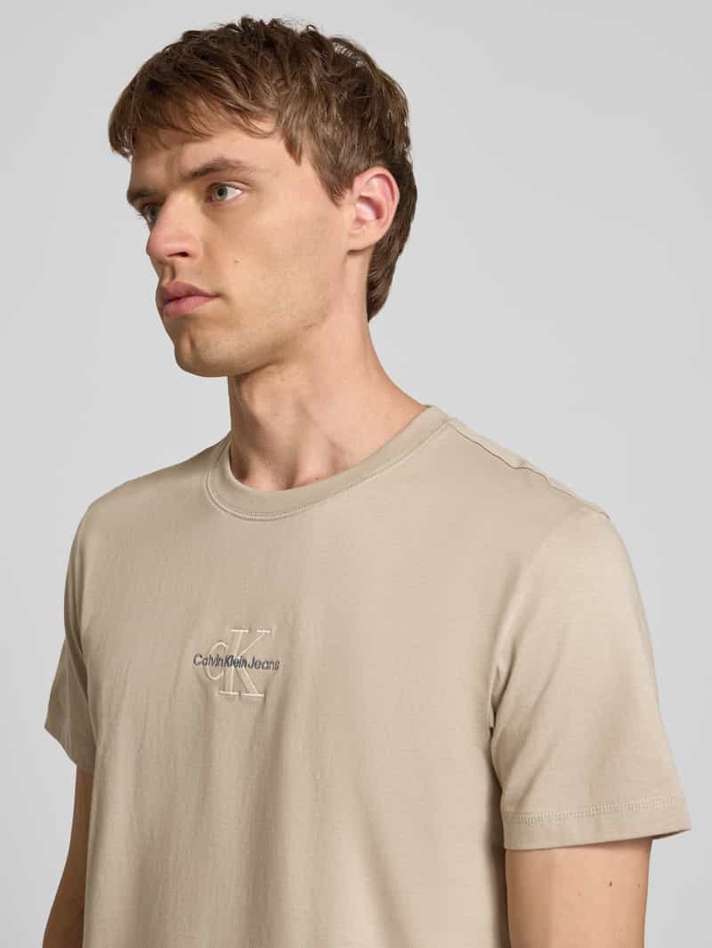 Calvin Klein Jeans T-shirt met ronde hals en labelstitching