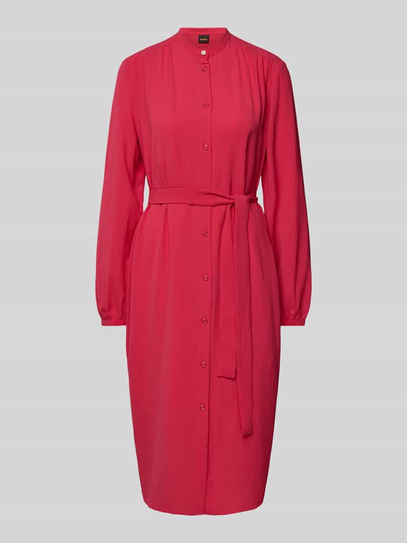 Boss Orange Knielange jurk met strikceintuur model 'Deborah'