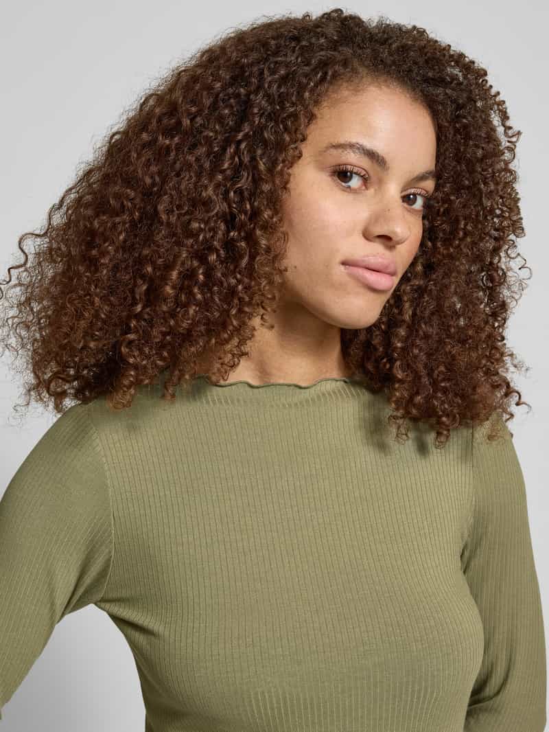 Pieces Regular fit shirt met lange mouwen en zoom met ruches model 'NICCA'