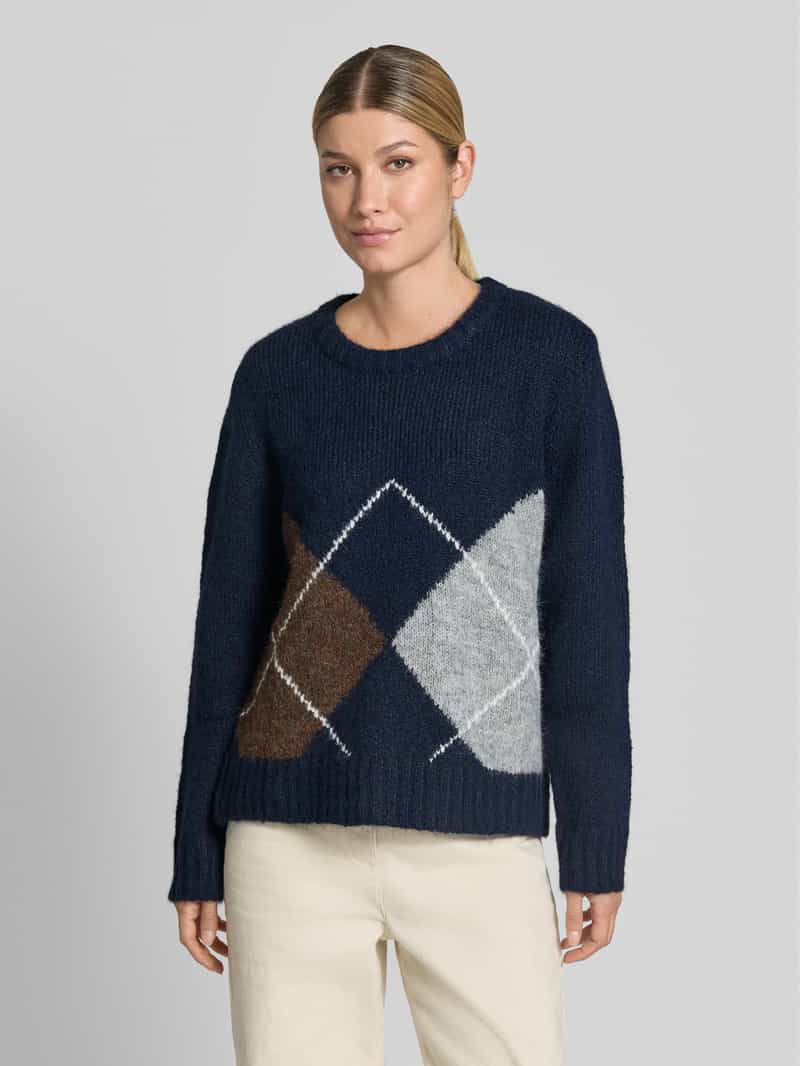 Ichi Gebreide pullover met wol en ronde hals
