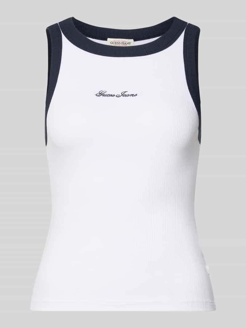 Tanktop in riblook met labelstitching