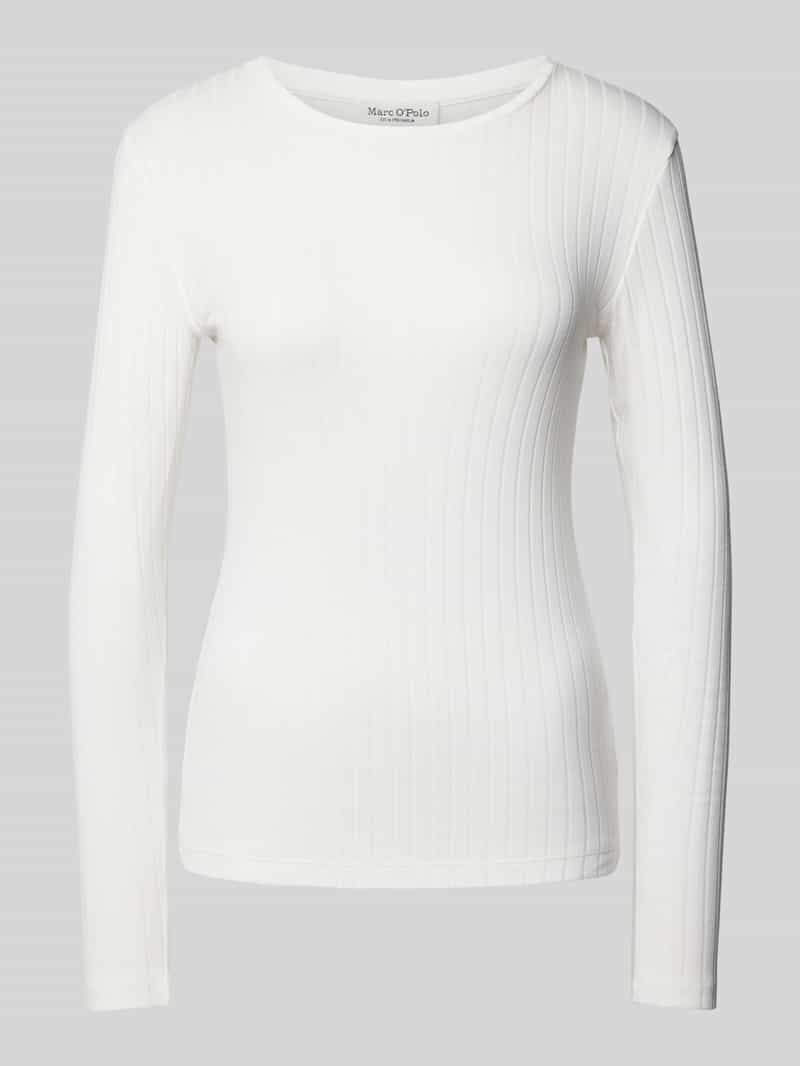 Marc O'Polo Slim fit shirt met lange mouwen van een mix van katoen en modal met een zachte geribde jersey structuur