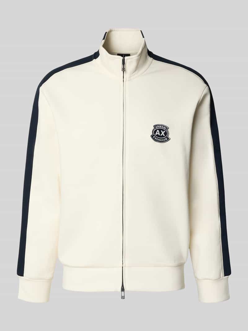 Armani Exchange Herren Sweatjacke Mit Zweiwege-Reißverschluss Modell 'Felpa' In Offwhite Größe XXL