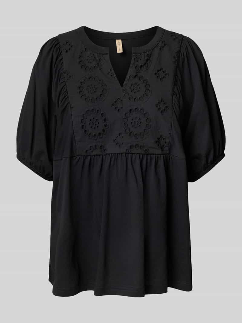 Soyaconcept Relaxed fit blouse met broderie anglaise model 'LORAINE'
