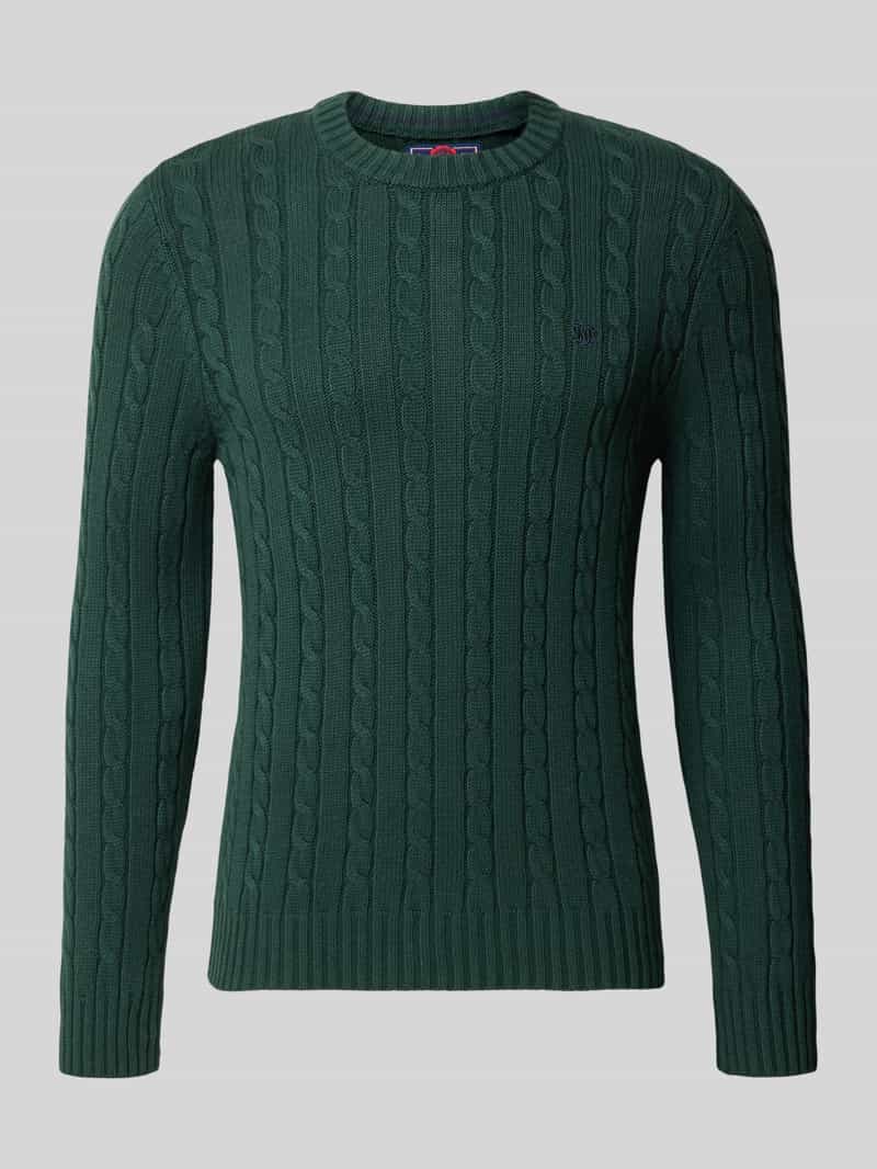Slim gebreide pullover met kabelpatroon