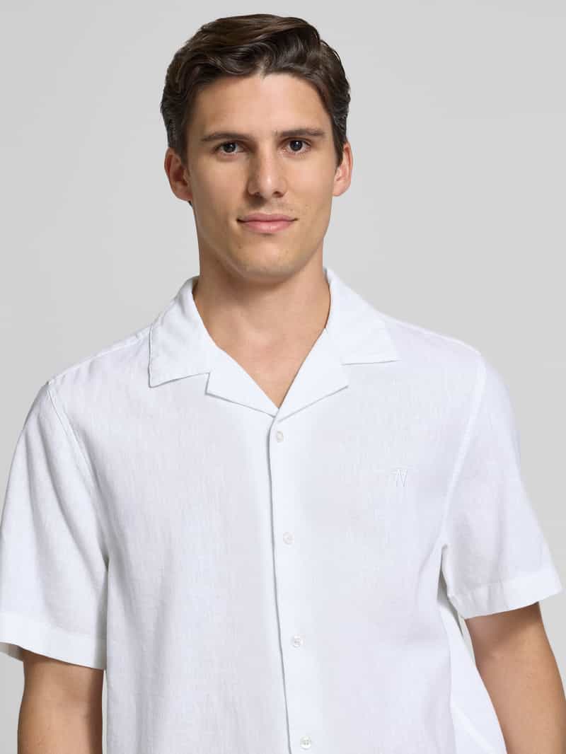 Wood Regular fit linnen overhemd met resortkraag model 'aaron'