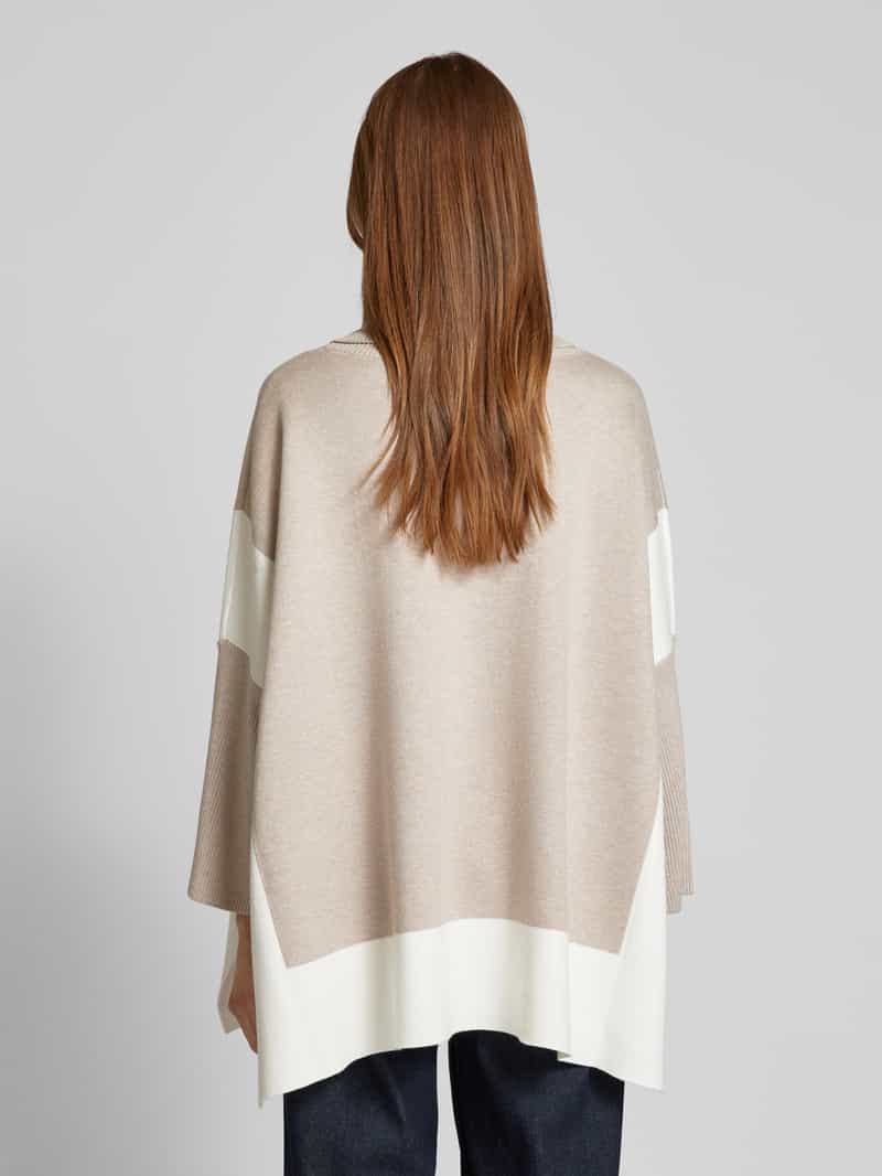 Ponczo swetrowe o kroju oversized z mieszanki wiskozy w stylu Colour Blocking