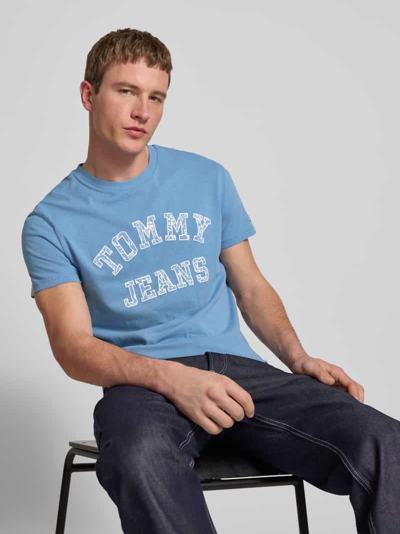 Tommy Jeans Regular fit T-shirt van puur katoen met labelprint met motief