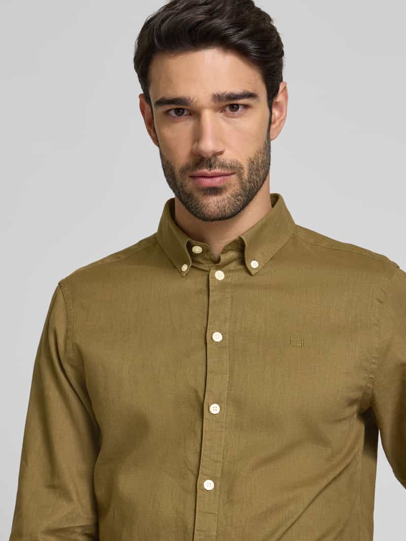 casual friday Regular fit linnen overhemd met button-downkraag model 'Anton'