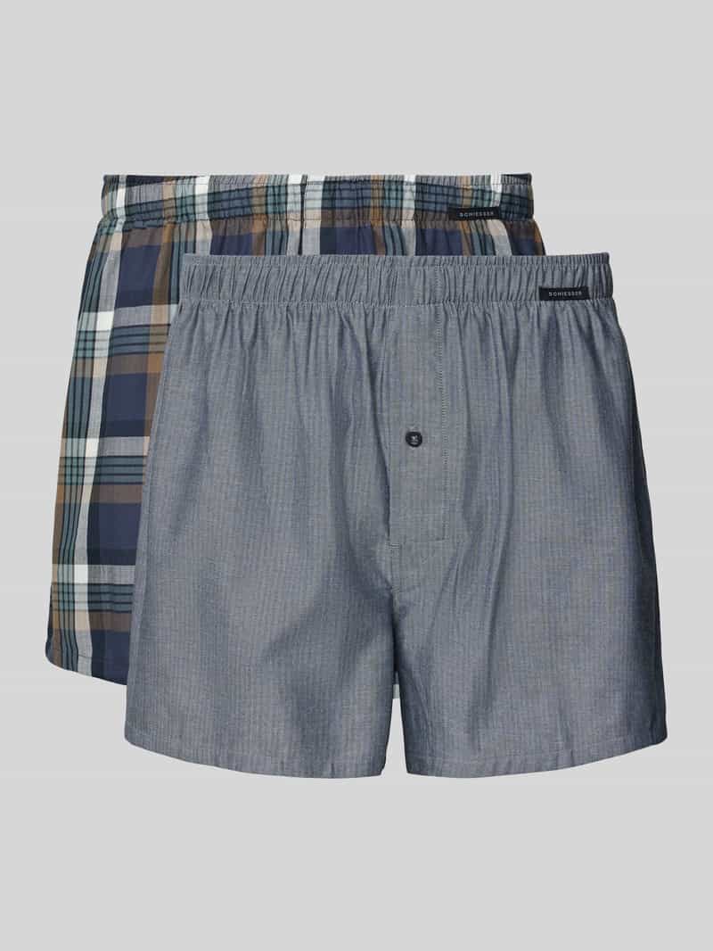 Schiesser Relaxed fit boxershort met logopatch in een set van 2 stuks
