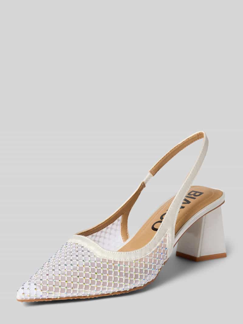 Pumps met siersteentjes en blokhak
