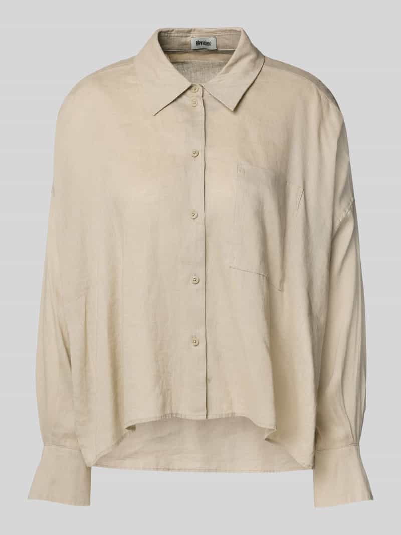 drykorn Relaxed fit linnen blouse met borstzak model 'NAMIDA'