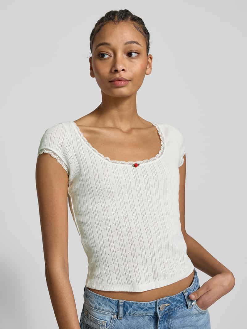 Tommy Jeans T-shirt in gebreide look model 'POINTELLE'