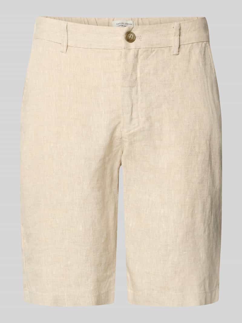 Linnen short met steekzakken model 'PANDRUP'
